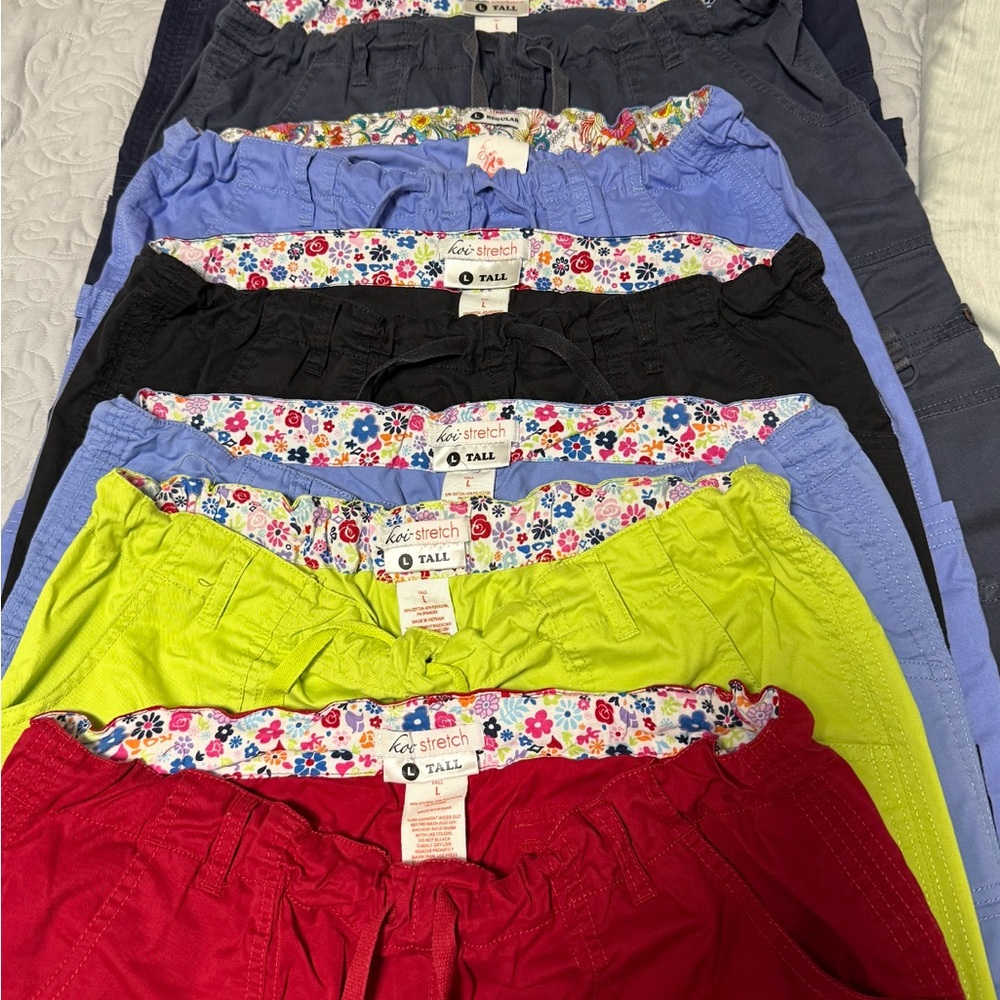 koi Women's Pants in Red, Lime, Blue, and Black 20.00 each Lindsey